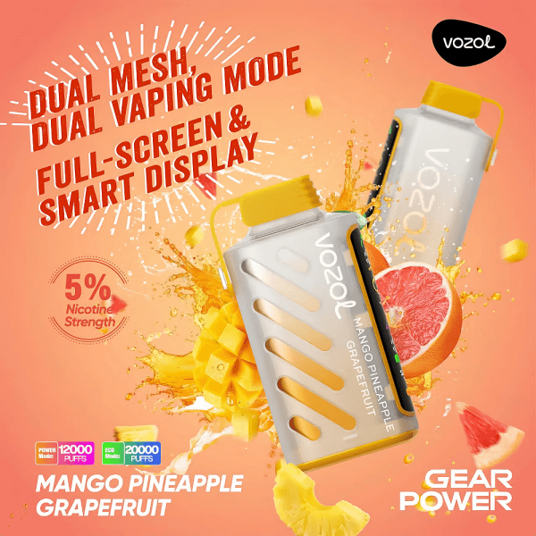 Vozol Gear Power 20000 Puffs Disposable Vape Mango Pineapple Grapefruit